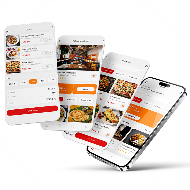 Good Vibes food delivery app screens
